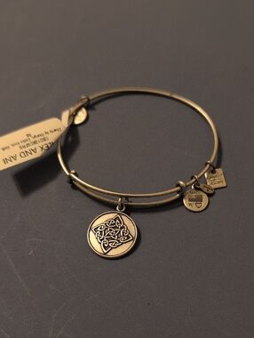 Alex and Ani Silver-Tone Celtic Knot Charm Bangle Bracelet